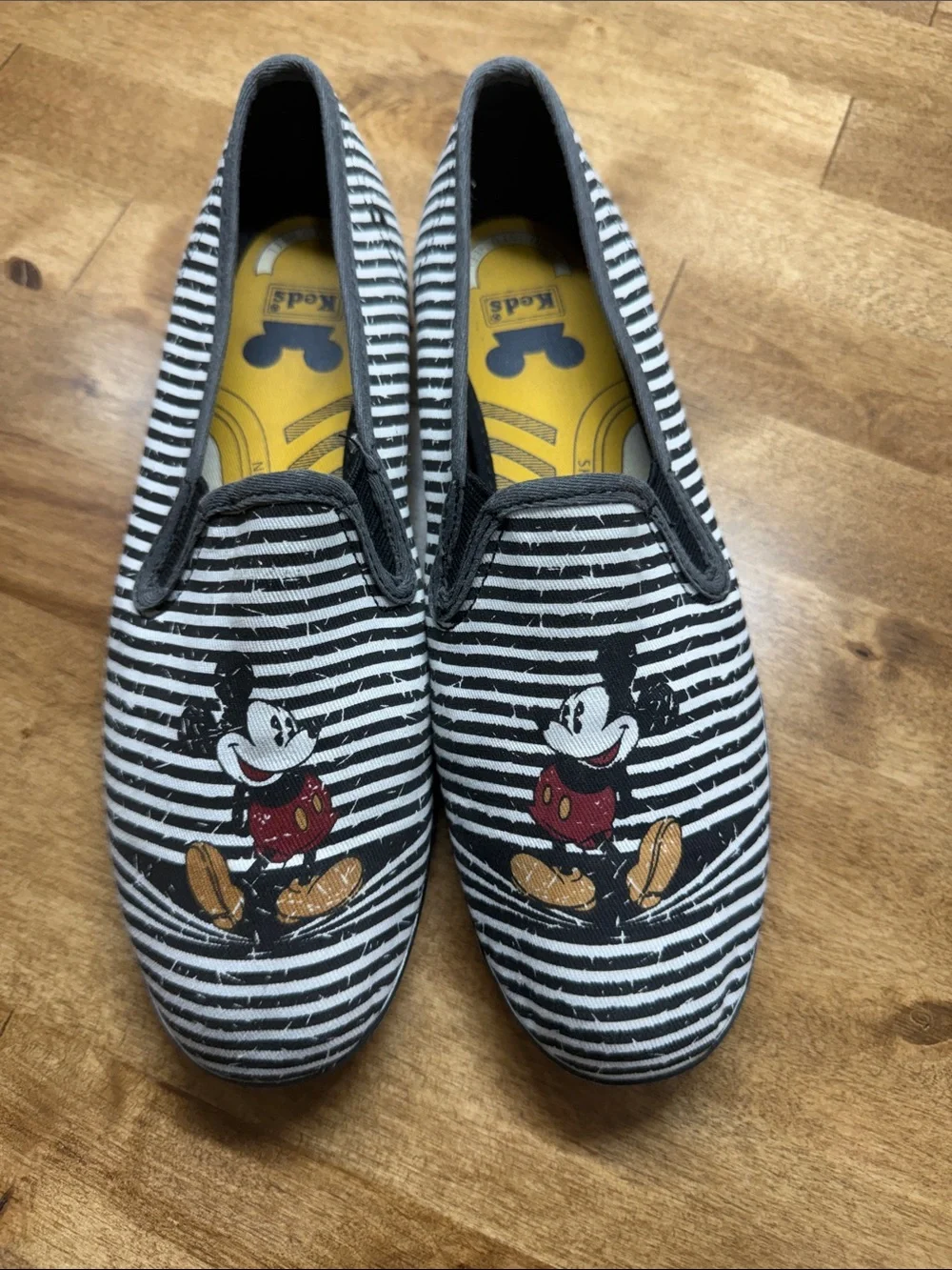 Disney X Keds Mickey Mouse Stripe Slip On Sneakers Canvas Size 7 Women's